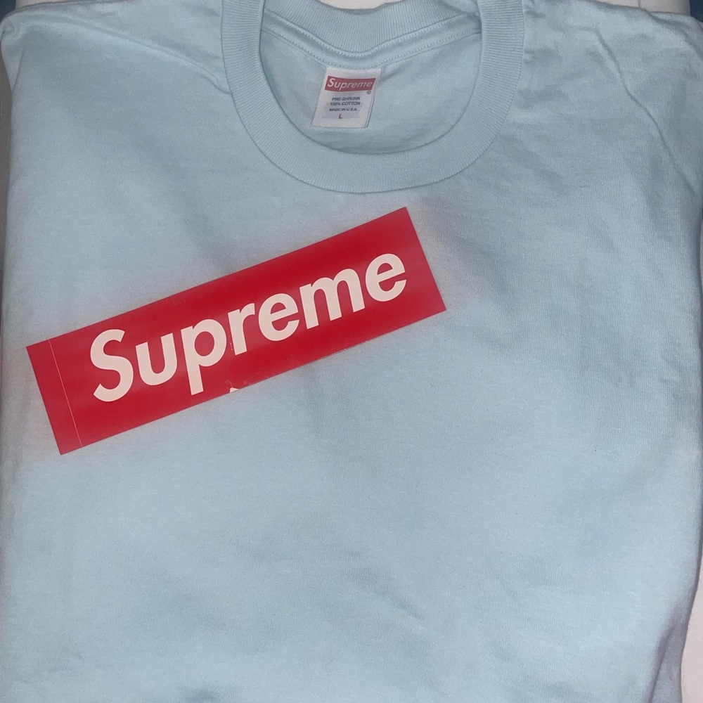 Supreme Sky Blue Tee with Red Logo